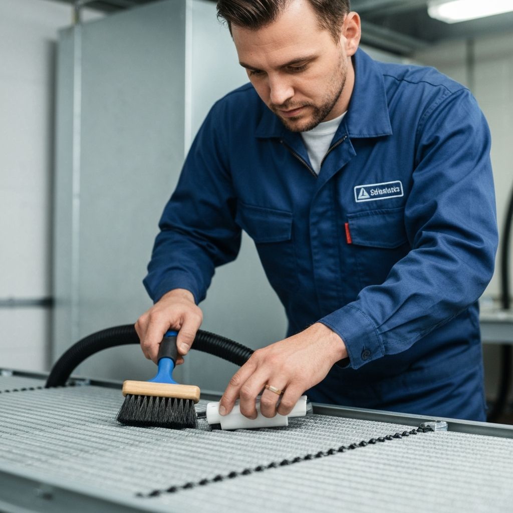 HVAC technician performing deep AC coil cleaning on an evaporator coil in a Miami home